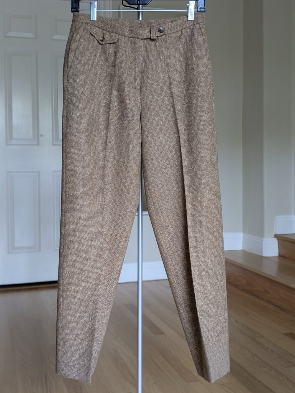 Lauren Ralph Lauren Tan Wool Herringbone Trousers Size 4P
